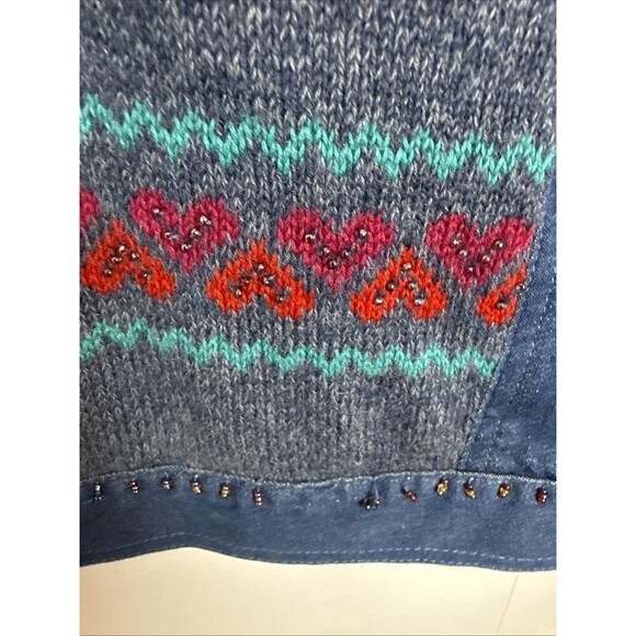 Alfred Dunner Womens Denim Vest 8 Embroidered Beaded Grandmacore - Picture 7 of 9